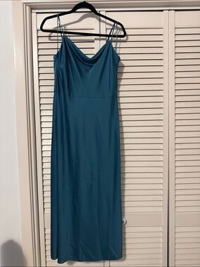 Teal Cowl Neck Slip Dress - Women